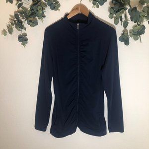 Lucy Navy Blue Rouched Athletic Jacket Size XL